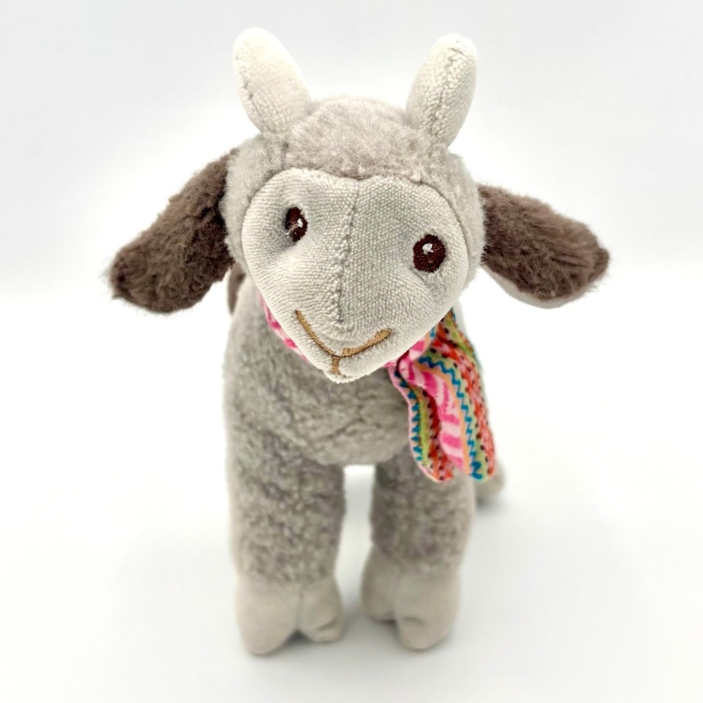Mary Meyer Gabby Goat Small Gray Brown Colorful Scarf Farm Animal Plush Toy Rare